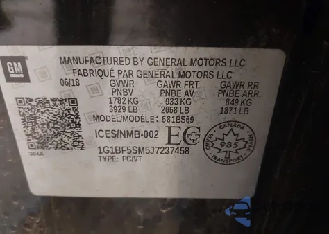 2018 Chevrolet Cruze Premier Auto from USA, damaged, VIN 1G1BF5SM5J7237458